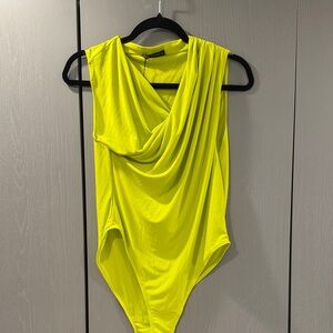 Zara Bright Yellow Draped Bodysuit